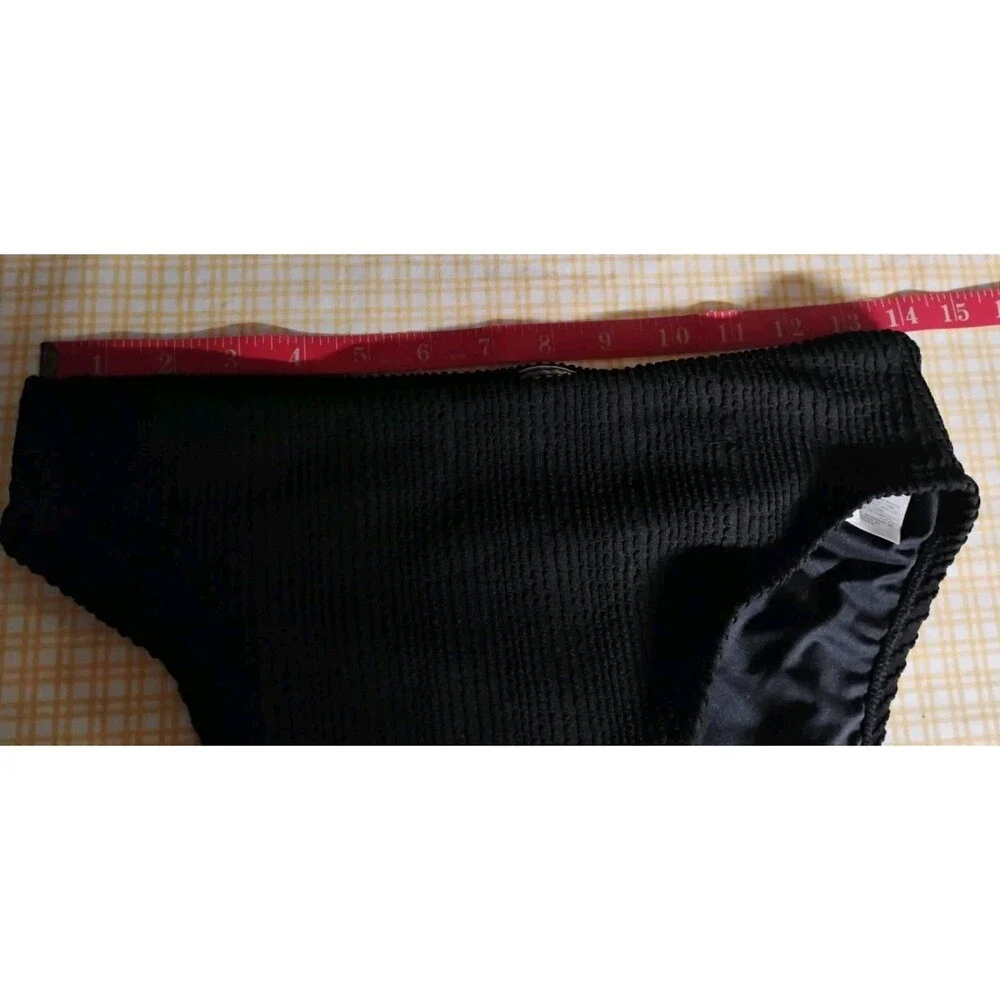 Womens Old Navy Medium Solid Textured Dark Black Bikini Swim Bottom